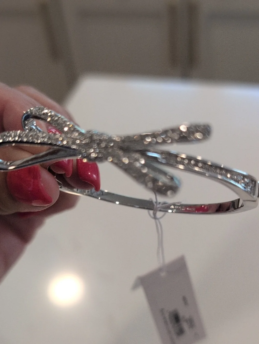 Kate Spade Silver And Crystal Bow Bangle Bracelet. NWT - Picture 6 of 8